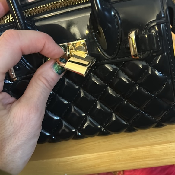 Black rubber/plastic mini bag with crossbody chain - Picture 10 of 10